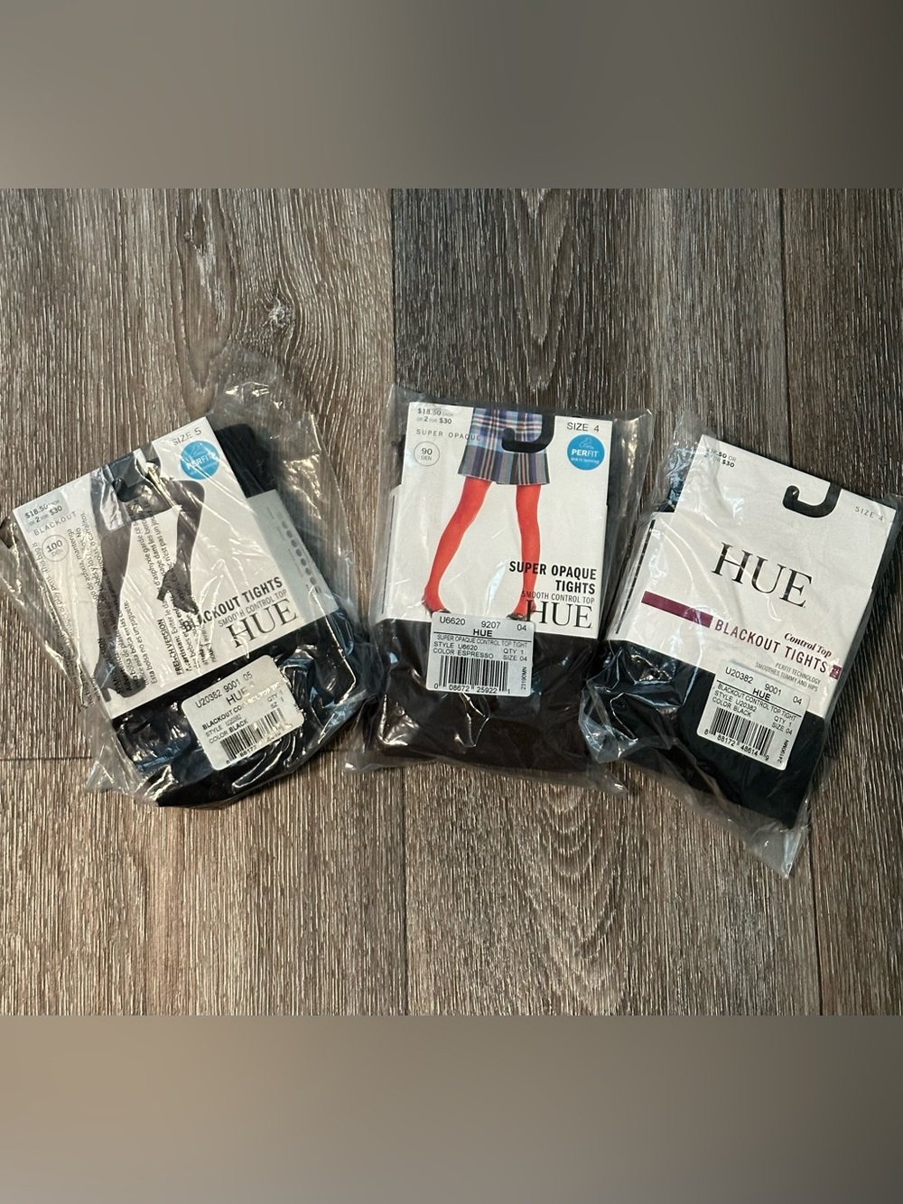 NWT HUE Tights Lot of 3 Blackout & Super Opaque Sizes 4 & 5